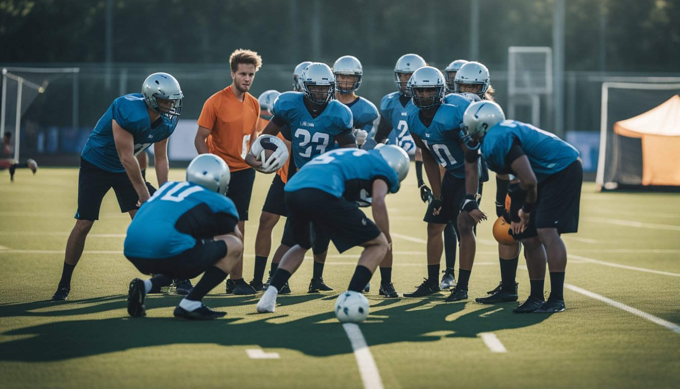 Players strategize on the field, forming defensive formations and planning offensive plays. The coach provides tips and guidance. The bubble football game is intense and competitive