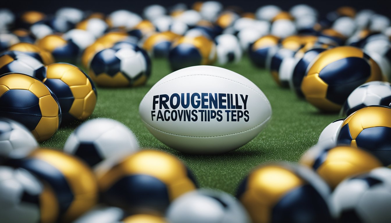 A group of bubble footballs arranged around a set of recovery tips, with a "Frequently Asked Questions" banner above